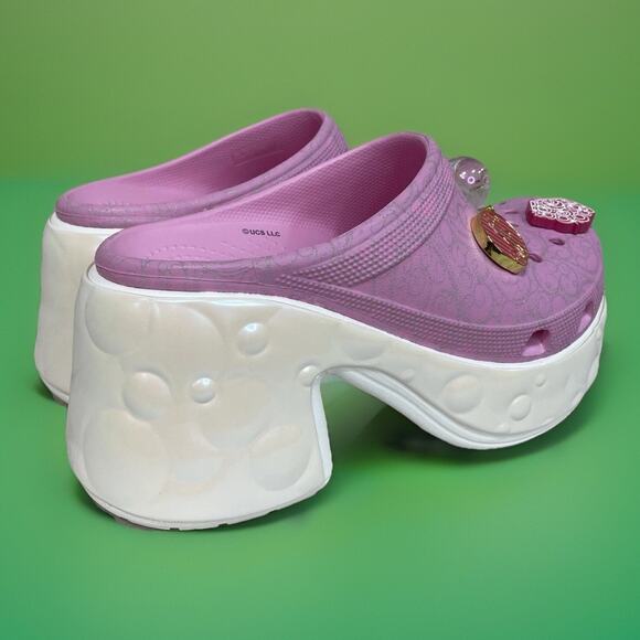 Wicked Glinda Siren Clog Crocs with Jibbitz Women Size 8 Men Size 6 Pink Witch - Picture 6 of 11